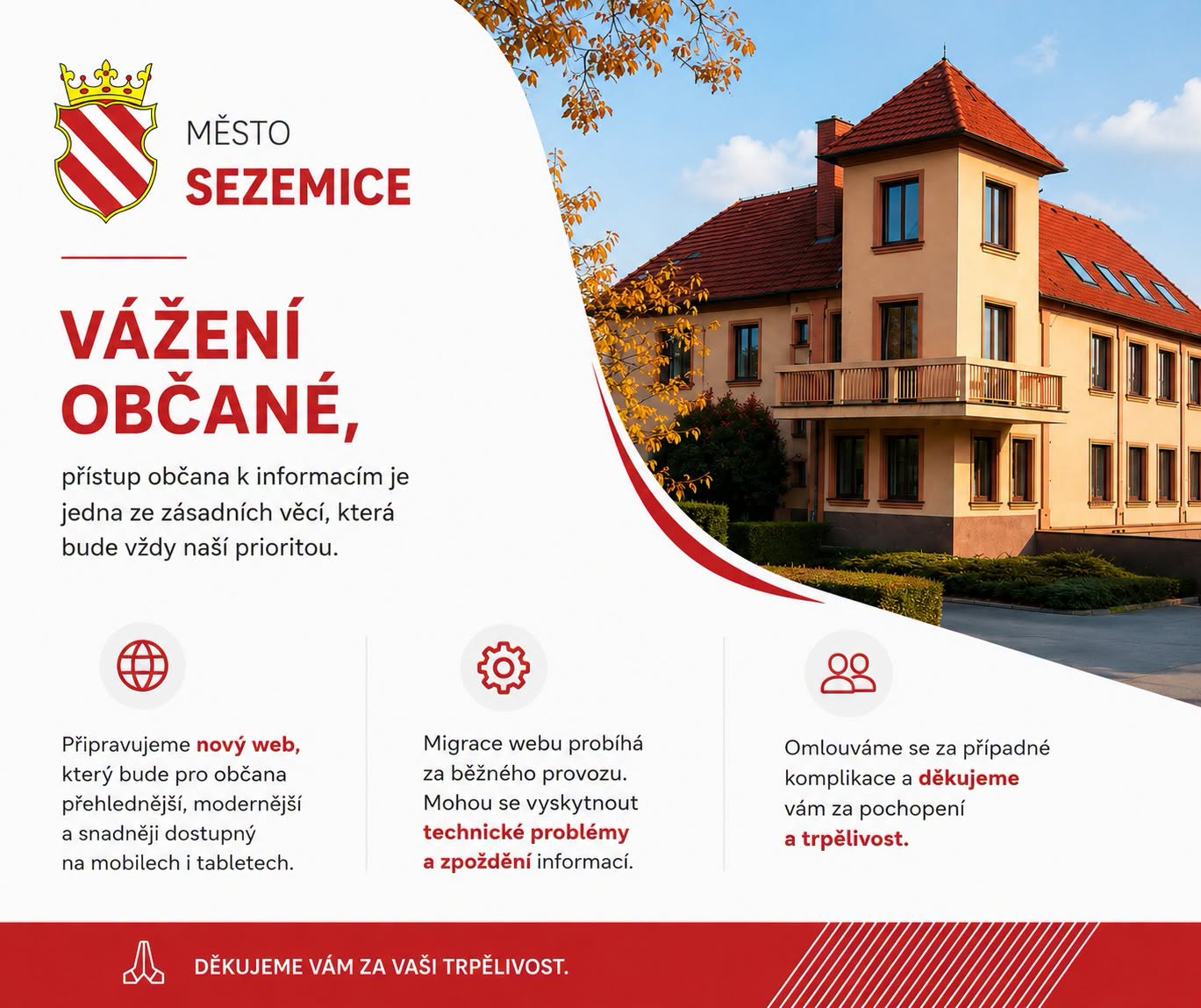 Informace o novém webu
